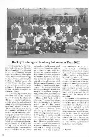 Hockey Exchange - Hamburg Johanneum Tour 2002