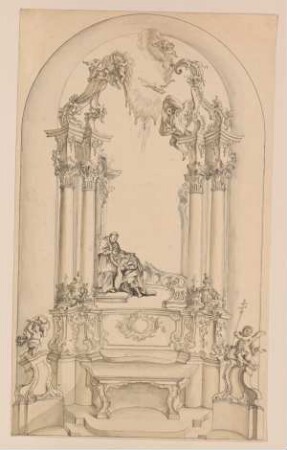 "Hoher Rokoko Altar" mit Engeln und Kommunion-Darstellung