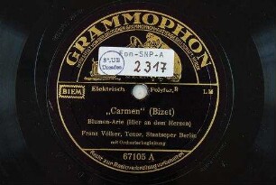 "Carmen" : Blumen-Arie (Hier an dem Herzen) / (Bizet)
