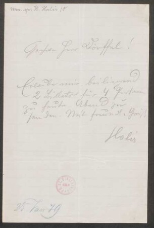 Brief an Alfred Dörffel : 25.01.1879