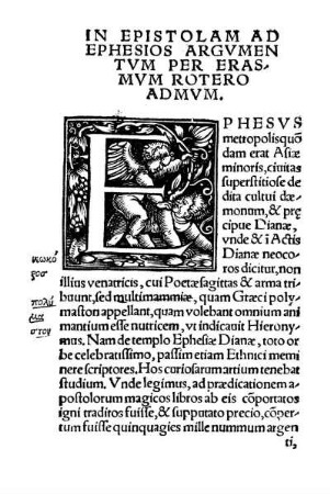 In Epistolam Ad Ephesios Argvmentvm Per Erasmvm Roteroadmvm.