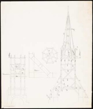 Kirche, Demnitz/Mark Umbau: Turmdetails 1:10, 1:50