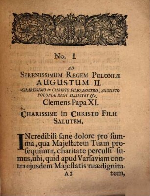 Literae ad Sacrum Poloniarum majestatem Augustum II.