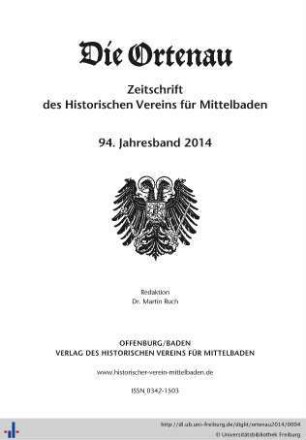 94. Jahresband: Die Ortenau: Zeitschrift des Historischen Vereins für Mittelbaden