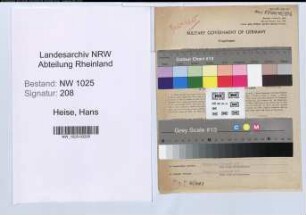 Entnazifizierung Hans Heise , geb. 10.11.1894 (Kaufmann)