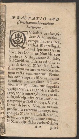 Praefatio Ad Christianum benevolum Lectorem.
