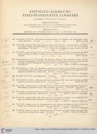 Fayencen-Sammlung eines Frankfurter Sammlers (Nr. 329-450)