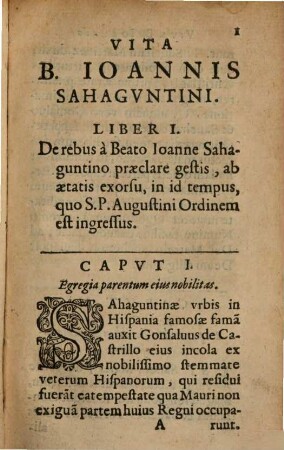 Vita B. Iohannis Sahaguntini a Facundo ex ordine FF. Erem. S. Augustini per Clem. VIII. beatificati