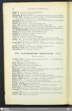 XIX. Niederrheinischer Bezirksverein.