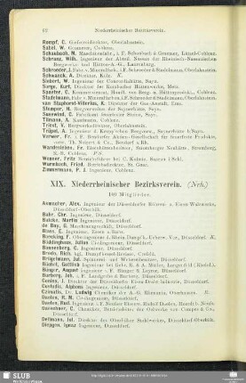XIX. Niederrheinischer Bezirksverein.