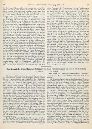 249-254 Das literarische Werk Heinrich Bullingers und die Vorbereitungen zu seiner Erschließung