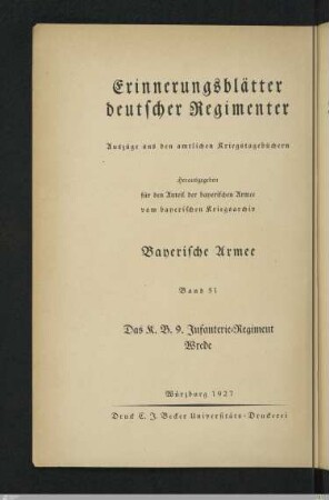 Das K. B. 9. Infanterie-Regiment Wrede : nach den amtlichen Kriegstagebüchern