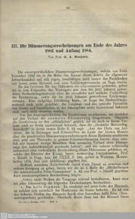 Die Dämmerungserscheinungen am Ende des Jahres 1883 und Anfang 1884