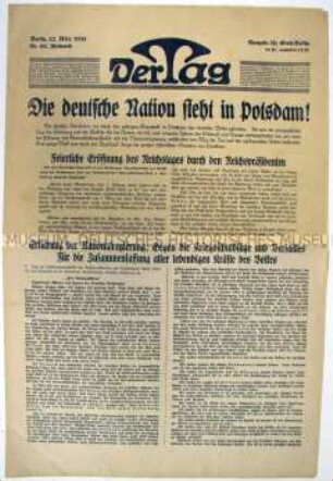 Berliner Tageszeitung "Der Tag" zum "Tag von Potsdam"