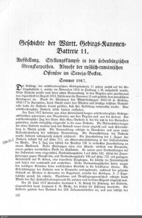 Geschichte der Württ. Gebirgs-Kanonen-Batterie 11.