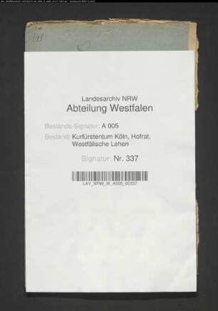 Die Belehnung des Paul Josef Freiherrn von Landsberg mit dem Zehnten zu Balve