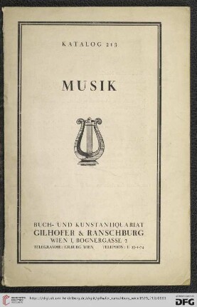 Nr. 213: Katalog: Musik