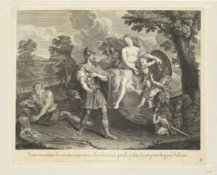 Venus au milieu des nuages apporte a Enée les armes quélle a fait forger pour luy par Vulcain