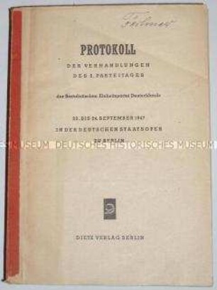 Protokoll der Verhandlungen des 2. Parteitages der SED