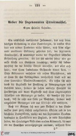 1: Ueber die sogenannten Streitmeißel gegen Heinrich Schreiber