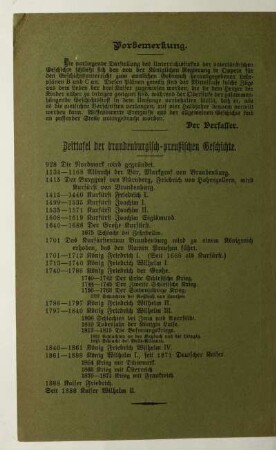 Zeittafel der brandenburgisch-preußischen Geschichte