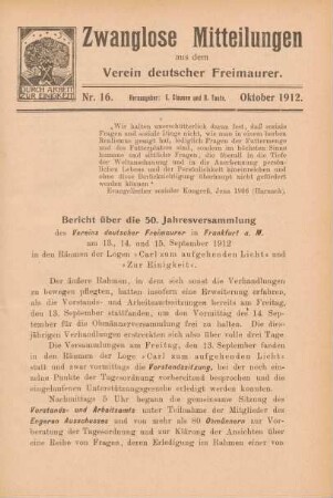 Nr. 16. Oktober 1912.