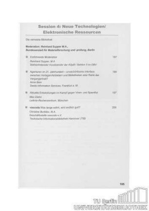 Session 4: Neue Technologien / Elektronische Ressourcen