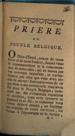 Priere Du Peuple Belgique 1790.