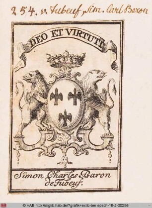 Wappen des Barons Simon Carl von Tubeuf