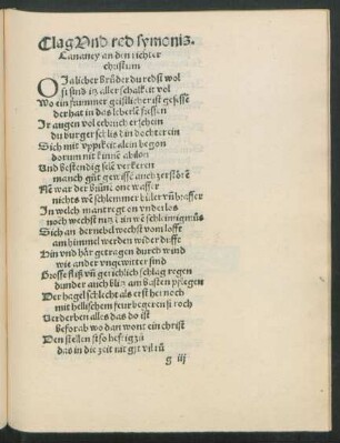Clag Und red symonis. Cananey an den richter christum