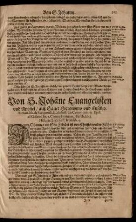 Von S. Johanne Evangelisten und Apostel/ ...