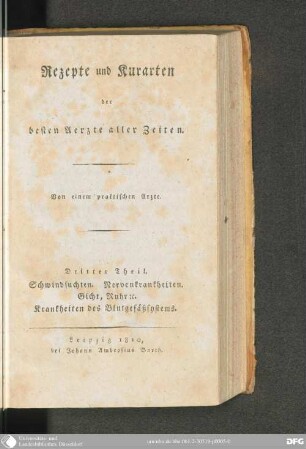 3: Schwindsuchten. Nervenkrankheiten. Gicht, Ruhr ec. Krankheiten des Blutgefäßsystems