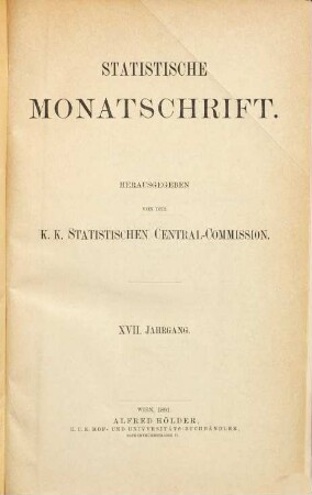 Statistische Monatschrift. 17. 1891
