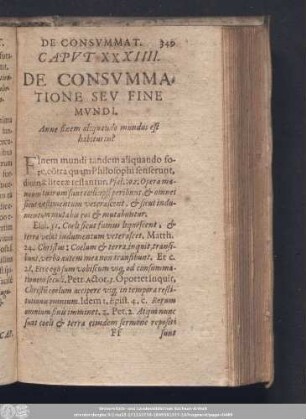 Caput XXXIIII. De Consummatione Seu Fine Mundi.