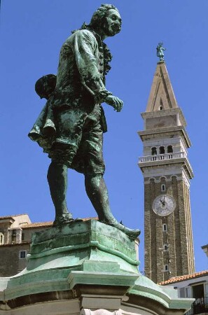 Piran. Bronzedenkmal des Giuseppe Tartini