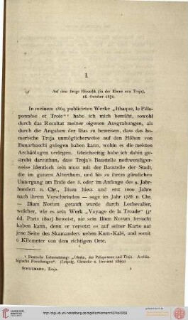 I.-XI. Auf dem Berge Hissarlik, 1871 - 1872