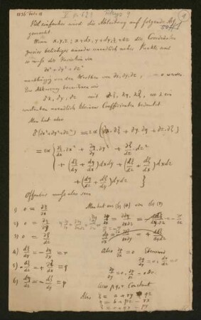 Versuch die allgemeine Grundformel für die Wirkung galvanischer Ströme zu entwickeln [Titel laut Katalog Theo Gerardy] 1836 [und ohne Datum]