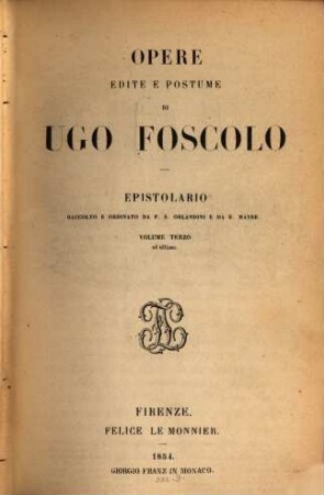 Opere edite e postume, 8. Epistolario ; 3