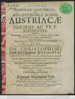 Discursus Iuris Publici, De Augustissimae Domus Austriacae Iuribus Ac Praeeminentia