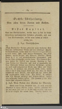 Sechste Abtheilung. Von allen Arten Torten und Kuchen