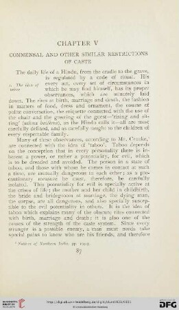 V. Commensal and other similar restrictions of caste