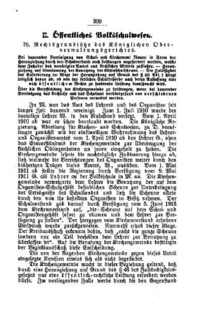 Rechtsgrundsätze des Königlichen Oberverwaltungsgerichtes : [E. Öffentliches Volksschulwesen]