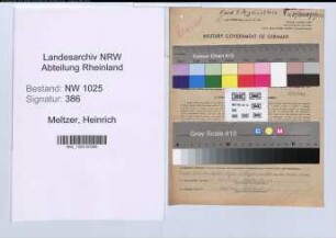 Entnazifizierung Heinrich Meltzer , geb. 02.11.1900 (Blumenbinder)