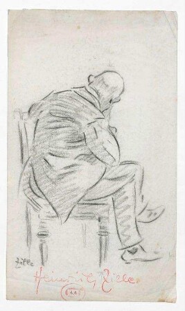 Sitzender Mann in Rückenansicht