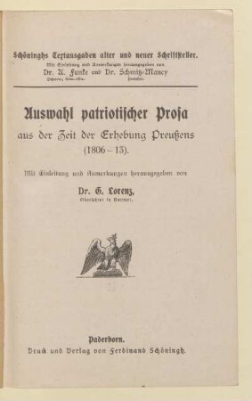 71/72, [Schülerband]: Auswahl patriotischer Prosa aus der Zeit der Erhebung Preußens (1806 - 13)