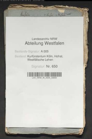 Registraturnachrichten über Schloß Canstein