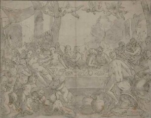 Göttermahl mit trunkenem Bacchus