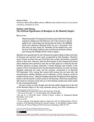 12: Sultans with horns : The political significance of headgear in the Mamluk Empire