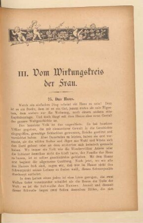 III. Vom Wirkungskreis der Frau