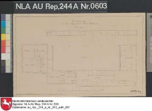 Grundriß vom Platzgebäude der Domäne Klein-Heiselhusen bei CAMPEN Kolorierte Zeichnung von H. Balke Papier Format 44,0x27,0 M 1:161